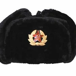 Men Skullies & Beanies Sales 22 New β Loxdonz Ushanka Russian Military Hat With Ear Flaps And Soviet Badge, Trapper Ski Hat For Winter White π