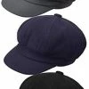 Brand new 🤩 3 Pieces Newsboy Cap Adjustable Visor Beret Soft 8 Panel Vintage Cabbie Hat Octagonal Cap Navy Blue, Wine Red, Black ✔️ -Men Skullies & Beanies Sales 31EpTFEINEL. AC