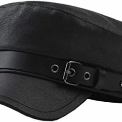 Cheapest 👍 Brcus 👩 Women Yacht Captain Sailor Hat PU Newsboy Cabbie Baker Boy Peaked Beret Cap Black#4 ⭐ -Men Skullies & Beanies Sales 31PXYO080nL. AC