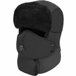 Cheapest 𧨠Winter Trapper Hat For Men & π© Women, Trooper Hunting Russian Fur Hat With Ear Flap & Mask Ushanka Aviator Hat For Cold Weather Dark Blue π