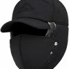 Best Sale 👍 3 In 1 Winter Warm Facemask Cap, Bomber Hat With Full Face Ear Flap, Men Trapper Hat With Fur Lined Black Aviator Hat ⭐
