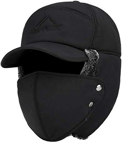 Best Sale 👍 3 In 1 Winter Warm Facemask Cap, Bomber Hat With Full Face Ear Flap, Men Trapper Hat With Fur Lined Black Aviator Hat ⭐ 3 Best Sale 👍 3 In 1 Winter Warm Facemask Cap, Bomber Hat With Full Face Ear Flap, Men Trapper Hat With Fur Lined Black Aviator Hat ⭐