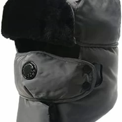 Discount 🎉 Trooper Trapper Hat W/Face Mask Windproof Water Resistant Winter Russian Hat Black 🎉 -Men Skullies & Beanies Sales 31lljAgMbL. AC