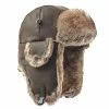Budget 🎁 Russian Trapper Soviet Ushanka Bomber Hat Knitted Leather Earflap Fur Lined Winter Cap For Men 👩 Women Brown/leather 👏 -Men Skullies & Beanies Sales 411UQ96Jw7L