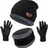 Best deal 🔔 Winter Beanie Hats Scarf Gloves Set Thick Warm Slouchy Beanies Hat Knit Skull Cap Neck Warmer For Men 👩 Women Hat Scarf Set-a-black 🤩 -Men Skullies & Beanies Sales 413u0qbNKWL. AC