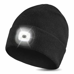 Flash Sale ๐ GAFres LED Beanie With Light, Unisex Rechargeable Led Headlamp Hat, Warm Knit Hat For Winter Safety, Head Light For Outdoor ๐ Dog Walking๏ผGifts For Men ๐ฉ Women Dad Black โ
