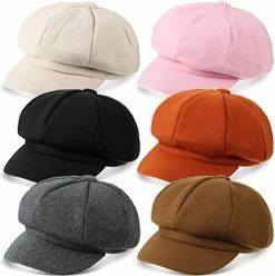 Cheap 🤩 6 Pieces 👩 Women Newsboy Cap Warm Wool Visor Beret Hats Soft Newsboy Hats For 👩 Women Vintage Baker Boy Hat For 👩 Women 👧 Girls Black 🌟 -Men Skullies & Beanies Sales 415KqAz 0CL. AC