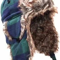Flash Sale 👍 Trapper Hats Warm Thick Trooper Winter Hats - Men 👩 Women Water Resistant And Windproof. Green & Blue Plaid 🤩 -Men Skullies & Beanies Sales 415mRVE RJL. AC