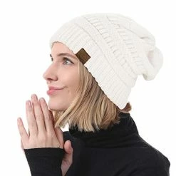 Best Pirce 💯 Durio Winter Hats For 👩 Women Cable Knit Beanie Soft 👩 Womens Beanies Thick Winter Hat C White&beige&yellow&pink ✔️ -Men Skullies & Beanies Sales 416OtN2bKvL