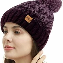Coupon 💯 REDESS 👩 Women Winter Pompom Beanie Hat Fleece Lined Warm Hats, Thick Slouchy Snow Knit Crossed Cap For Ladies 🥰 -Men Skullies & Beanies Sales 416p1wd3d5L. AC