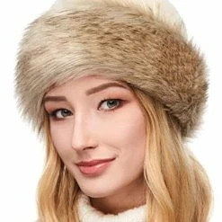 New 🧨 Futrzane Faux Fur Trimmed Winter Hat For 👩 Women - Classy Russian Hat With Fleece Brown - Hazel Wolf 🛒 -Men Skullies & Beanies Sales 417Eot3GwWL. AC