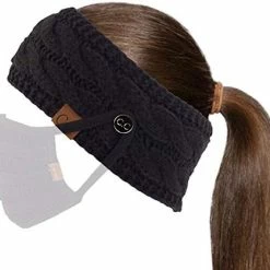Cheap 😉 C.C Winter Fuzzy Fleece Lined Thick Knitted Diagonal Stripes Criss-Cross Pattern Headband Headwrap (HW-2060) A Snuggly Soft Yarm - Black 👍 -Men Skullies & Beanies Sales 418J2ca2AhL. AC