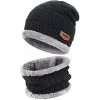 Best reviews of 🛒 Mens 👩 Womens Winter Beanie Hat Scarf Set Warm Knit Hat Thick Fleece Lined Winter Cap Neck Warmer For Men 👩 Women B Black 🔔 -Men Skullies & Beanies Sales 418dWgbCEaL