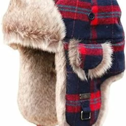 Buy 🔔 Kurhatic Winter Trapper Hat,Warm Faux Fur Aviator Hat,Russian Trooper Hunting Ski Hat With Ear Flaps for Men & 👩 Women Blue Grey 🔔