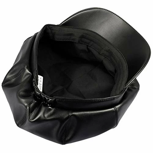 Promo 🔔 Sportmusies 8 Panels Newsboy Caps For 👩 Women, PU Leather Cabbie Painter Hat Gatsby Ivy Beret Cap #1-black 🎉 5 Promo 🔔 Sportmusies 8 Panels Newsboy Caps For 👩 Women, PU Leather Cabbie Painter Hat Gatsby Ivy Beret Cap #1-black 🎉 - Image 3