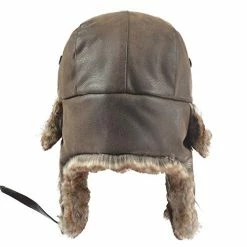 Budget 🎁 Russian Trapper Soviet Ushanka Bomber Hat Knitted Leather Earflap Fur Lined Winter Cap For Men 👩 Women Brown/leather 👏 -Men Skullies & Beanies Sales 41BlEwklPvL