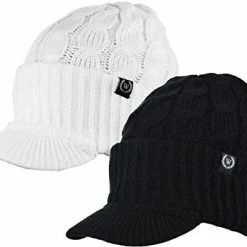 Budget 🧨 Winter Newsboy Cable Knitted Visor Beanie Bill Winter Warm Hat Black & Lt.pink ✔️ -Men Skullies & Beanies Sales 41Da41PDE2L. AC