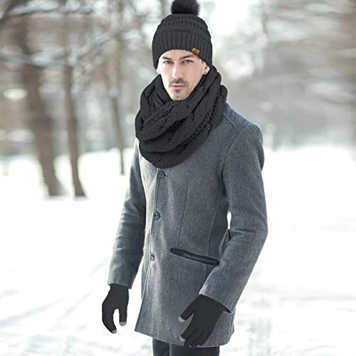 New ๐ URATOT Winter Warm Knitted Sets Knitted Beanie Hat Scarf Face Cover Touchscreen Gloves Set For Men ๐ฉ Women Navy ๐ 7 New ๐ URATOT Winter Warm Knitted Sets Knitted Beanie Hat Scarf Face Cover Touchscreen Gloves Set For Men ๐ฉ Women Navy ๐ - Image 5