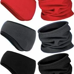 Best Sale ❤️ BBTO 6 Pieces Fleece Ear Warmers Headband Winter Neck Gaiter Grey 🥰 -Men Skullies & Beanies Sales 41FWYc79S4L. AC
