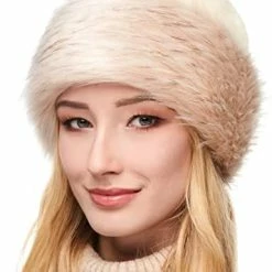 New 🧨 Futrzane Faux Fur Trimmed Winter Hat For 👩 Women - Classy Russian Hat With Fleece Brown - Hazel Wolf 🛒 -Men Skullies & Beanies Sales 41GBe3DBDiL. AC