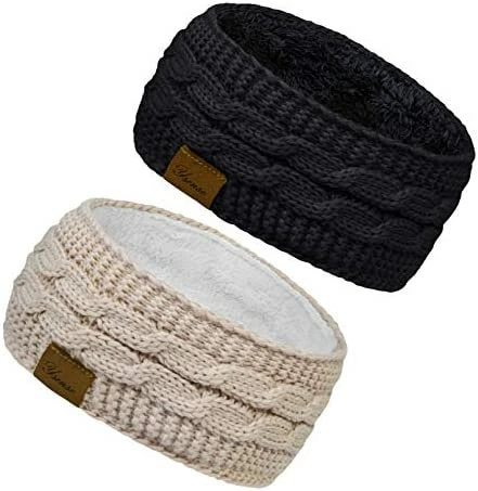 Outlet 🤩 2 Pack Ear Warmer Headband 👩 Women Winter Cable Knit Headband Twist Fuzzy Fleece Lined Gifts Stocking Stuffers For Mom Deep Black, Beige ❤️ 13 Outlet 🤩 2 Pack Ear Warmer Headband 👩 Women Winter Cable Knit Headband Twist Fuzzy Fleece Lined Gifts Stocking Stuffers For Mom Deep Black, Beige ❤️ - Image 11