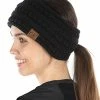 Flash Sale 🛒 Funky Junque Exclusives 👩 Womens Head Wrap Ponytail Headband Lined Knit Messy Bun 2 Pack - Black & Ivory 😉 -Men Skullies & Beanies Sales 41I903NA8YL
