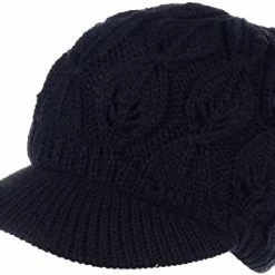 Cheap 👏 BYOS 👩 Womens Winter Chic Cable Warm Fleece Lined Crochet Knit Hat W/Visor Newsboy Cabbie Cap Dk.gray Bow 🛒 -Men Skullies & Beanies Sales 41Ij8U9Mv6L. AC