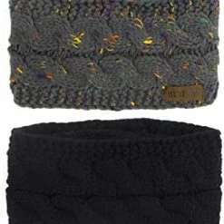 Coupon 😍 Muryobao 👩 Women Winter Warm Headband Fuzzy Fleece Lined Thick Cable Knit Head Wrap Ear Warmer 2 Pack (black & White) 🔔 -Men Skullies & Beanies Sales 41IpHD1hdOL. AC