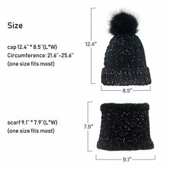 Best reviews of 🌟 LCZTN 👩 Womens Pom Beanie Hat Scarf Set 👧 Girls Cute Winter Ski Hat Slouchy Knit Skull Cap With Fleece Lined White Beanie&scarf 😍 -Men Skullies & Beanies Sales 41JUZmo8pKL