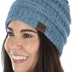 Promo 🛒 Funky Junque Exclusives 👩 Womens Beanie Solid Ribbed Knit Hat Warm Soft Skull Cap Denim - Confetti 🔔 -Men Skullies & Beanies Sales 41JmWVx9KLL. AC