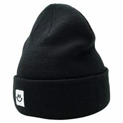 Buy β 55cube Knit Beanie Hat With Smile Face Unisex Solid Black π₯