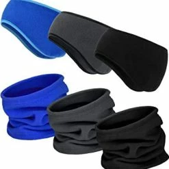 Best Sale ❤️ BBTO 6 Pieces Fleece Ear Warmers Headband Winter Neck Gaiter Grey 🥰 -Men Skullies & Beanies Sales 41JsaFsq UL. AC