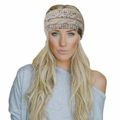 Best Pirce 🎁 Loritta 👩 Womens Ear Warmers Headbands Winter Warm Fuzzy Cable Knit Head Wrap Fleece Lined Gifts Pure Color- Beige(1 Pack) 🌟 -Men Skullies & Beanies Sales 41KXEjCeJYL