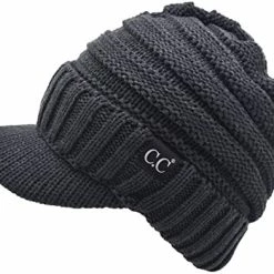 Promo 🔔 C.C Trendy Warm Oversized Chunky Soft Oversized Ribbed Slouchy Knit Hat With Visor Brim 🍬 Candy Pink ❤️ -Men Skullies & Beanies Sales 41L2uFbojL. AC