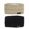 Coupon 😍 Muryobao 👩 Women Winter Warm Headband Fuzzy Fleece Lined Thick Cable Knit Head Wrap Ear Warmer 2 Pack (black & White) 🔔 -Men Skullies & Beanies Sales 41LArDET82L