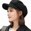 Brand new 🤩 Newsboy Hats For 👩 Women, 👩 Women Newsboy Hats Winter Felt Retro Solid Color Fashion All-Match Newsboy Cap A Burgundy 🛒 -Men Skullies & Beanies Sales 41LTckndEUS