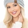 Cheap 🧨 C.C Soft Stretch Winter Warm Cable Knit Fuzzy Lined Ear Warmer Headband Ombre Oatmeal ⭐