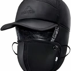 Best Pirce 🤩 Winter Trapper Hats For Men Warm Trooper Hunting Hat With Ear Flaps Windproof Mask Ushanka Hat For 👩 Women Black 🥰