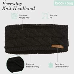Best deal 😀 Brook + Bay 👩 Womens Winter Ear Warmer Headband - Fleece Lined Cable Knit Ear Band Covers For Cold Weather - Soft & Stretchy Head Wrap Rose 🔔 -Men Skullies & Beanies Sales 41OVtTxRVBL