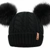 Budget 💯 Arctic Paw Pom Pom Beanie Cable Knit Fleece Lined Winter Beanie 👩 Women Hat Dark Green 🔥 -Men Skullies & Beanies Sales 41PAUrZcUbL