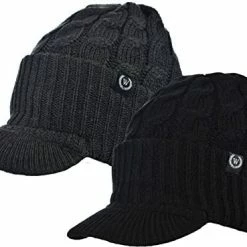Budget 🧨 Winter Newsboy Cable Knitted Visor Beanie Bill Winter Warm Hat Black & Lt.pink ✔️ -Men Skullies & Beanies Sales 41PPl31ifqL. AC
