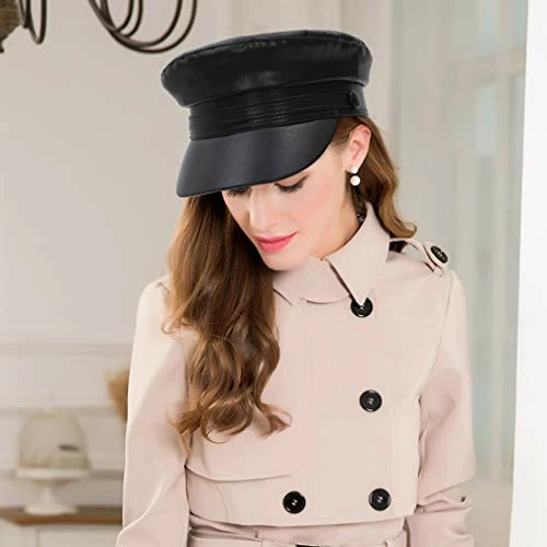 Coupon 👍 EOZY 👩 Women Fashion Newsboy Cap PU Leather Cabbie Sailor Fiddler Bakerboy Flat Gatsby Visor Beret Autumn Spring Winter Hats Black 🛒 5 Coupon 👍 EOZY 👩 Women Fashion Newsboy Cap PU Leather Cabbie Sailor Fiddler Bakerboy Flat Gatsby Visor Beret Autumn Spring Winter Hats Black 🛒 - Image 3