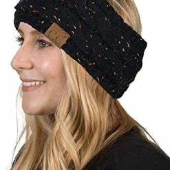 Wholesale π Funky Junque Cable Knit Fuzzy Lined Head Wrap Headband Ear Warmer A Confetti Oatmeal Design β