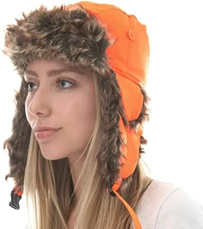 Outlet π The Hat Depot Winter Bomber Safety Reflective Faux Fur Aviator Kids & Adult Trapper Hat Snow Ski Trooper Hat 1. Plain - Blaze Orange π 4 Outlet π The Hat Depot Winter Bomber Safety Reflective Faux Fur Aviator Kids & Adult Trapper Hat Snow Ski Trooper Hat 1. Plain - Blaze Orange π - Image 2