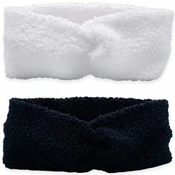 Promo 🧨 FROG SAC 2 Fuzzy Winter Headbands For 👧 Girls, Plain Sherpa Ear Warmer Headband For Kids, Wide Black And White Furry Ear Warmers For 👩 Women, Cold Weather Thick Stretch Elastic Knot Hair Accessories 🎉 -Men Skullies & Beanies Sales 41WRKAm7CZL 1