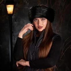 Wholesale 🛒 Futrzane Winter Faux Fur Headband For 👩 Women - Like Real Fur - Fancy Ear Warmer (Black Fox) 🛒