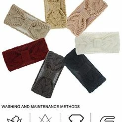 Flash Sale ⭐ Muryobao 👩 Women Winter Warm Ear Warmer Headband Cable Knit Fuzzy Fleece Lined Head Wrap Stretchy Thick Headband 2 Pack Black & Light Gre 🌟 -Men Skullies & Beanies Sales 41aq0gjvcuL