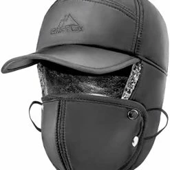 Best Pirce 🤩 Winter Trapper Hats For Men Warm Trooper Hunting Hat With Ear Flaps Windproof Mask Ushanka Hat For 👩 Women Black 🥰 -Men Skullies & Beanies Sales 41b79sqnD6L. AC