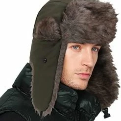 Deals 🔔 Newtall Warm Trapper Hat Waterproof Hat With Ear Flaps For Cold Weather For Men/Women Green 👍 -Men Skullies & Beanies Sales 41d3 4DYtHL. AC