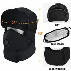 Cheapest 🧨 Winter Trapper Hat For Men & 👩 Women, Trooper Hunting Russian Fur Hat With Ear Flap & Mask Ushanka Aviator Hat For Cold Weather Dark Blue 🎁 -Men Skullies & Beanies Sales 41eSP2t8K4L